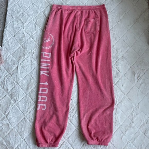 Victoria's Secret PINK | Distressed Coral Logo Print Joggers | Size Large - Picture 4 of 14